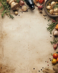 Obraz na płótnie Canvas Versatile recipe background with ample copy space. Stage for culinary creativity, suitable for the food industry, including cooking tutorials, ingredient promotions, and recipe sharing platforms.