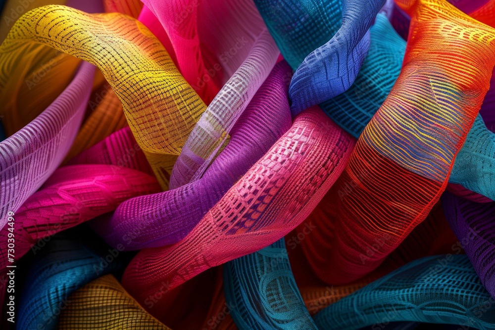 Aufkleber gradient snippets rainbow multicolored curls shreds, neon light energetic flow. vivid bright burstin