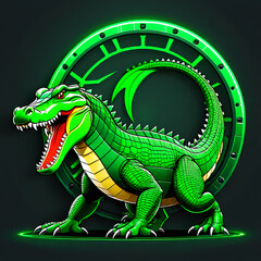 Fototapeta premium Crocodile alligator strong angry mascot esports logo with modern illustration for gaming and streamer. Suitable for badge, emblem and t shirt printing. Angry crocodile logo for sport and esport.