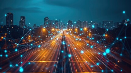 Fototapeta premium Modern City Wireless Network Connection, Background HD, Illustrations