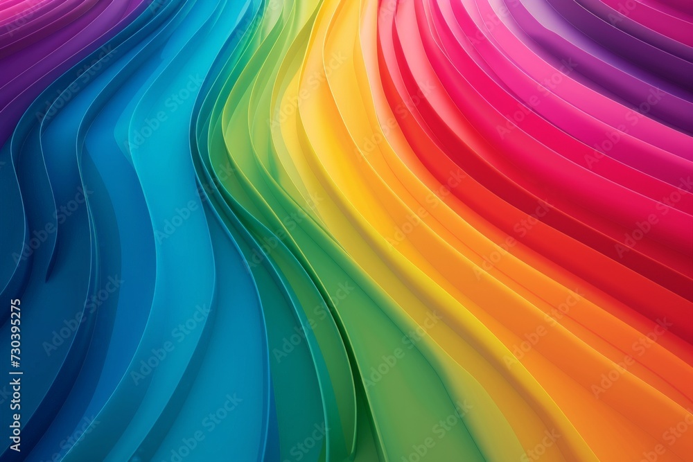 Poster gradient snippets rainbow multicolored winding shreds, neon light luminous. vivid bright background.