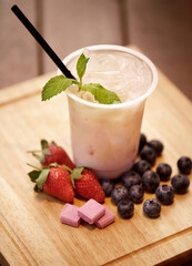 Delicious and refreshing coffee based beverage, ice coffee, cold drink, coffee beans