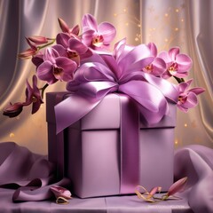 Orchid handmade shiny gift box