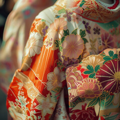 Traditional Japanese Kimono Detail in Warm Light