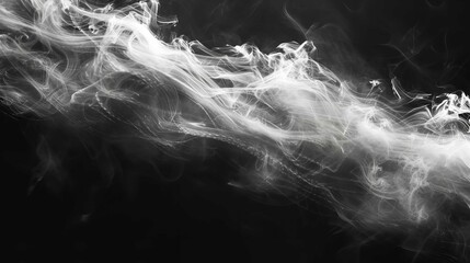 Abstract Black and White Smoke Blot Wave Horizontal