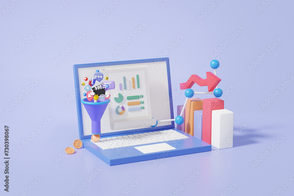Aufkleber investment passive income social media stock data analytics optimization growth via computer laptop 