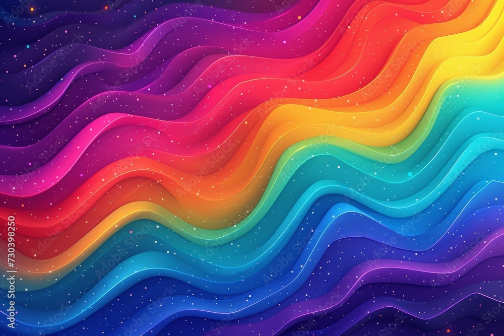 Poster gradient snippets rainbow multicolored abstract shreds, neon light whirling. vivid bright volute. ge