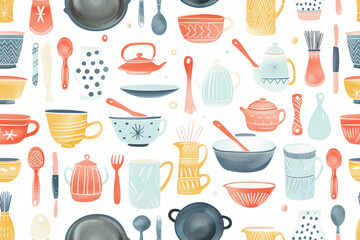 Seamless Pastel Kitchen Pattern for Design