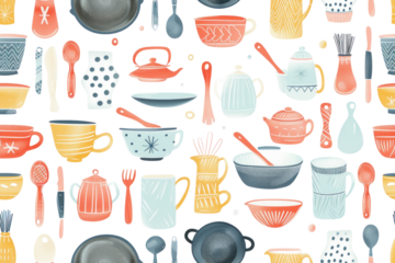 Seamless Pastel Kitchen Pattern for Design