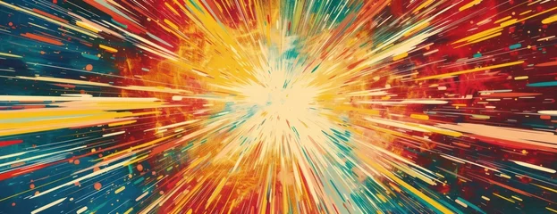 Deurstickers exploding star burst texture japanese radius cartoon pattern abstract background  © Oleg