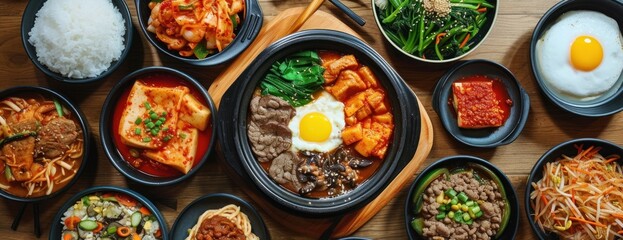 korean foods served on a dining table perfect for photo illustration article or any cooking 