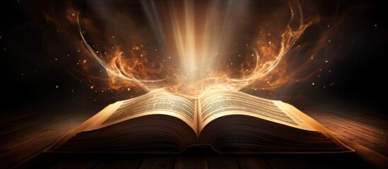 An open book radiates a magical light