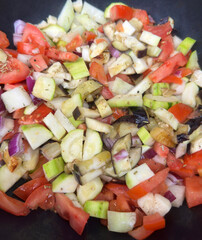 Grilled vegetables vegetable pan preparation on the grill
