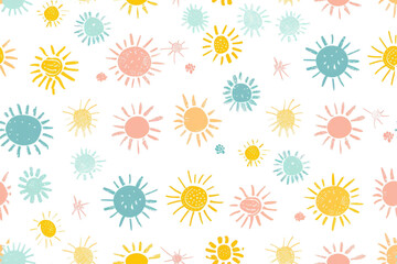 Pastel Sun Pattern on Transparent Background