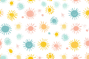 Pastel Sun Pattern on Transparent Background