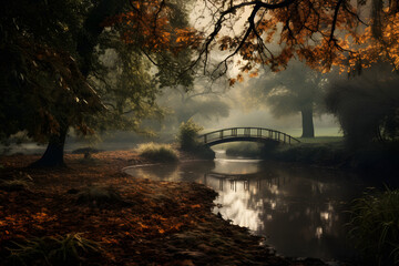 Fototapeta premium autumn landscape outside, nice landscape, outside, beautiful autmn lake landscape with trees