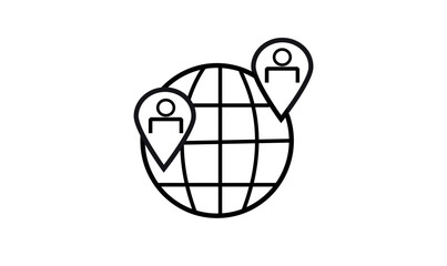 Earth location line icon vector