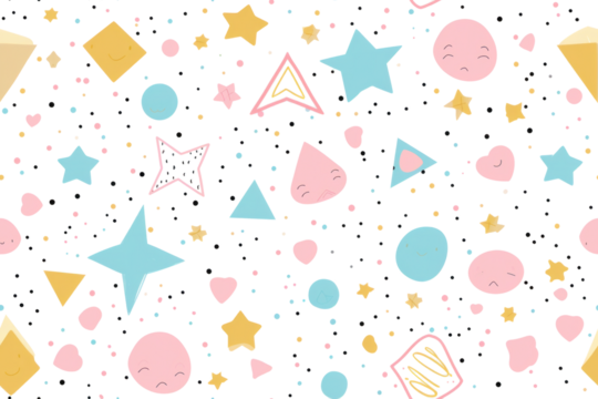Playful Pastel Patterns on Transparent Background