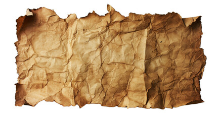 Old worn paper sheet Isolated transparent background. PNG Format.