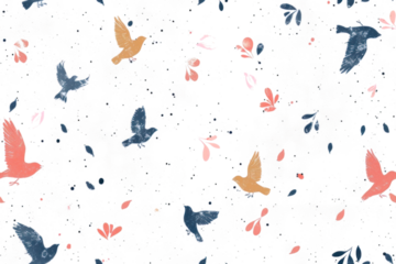 Pastel Birds Pattern on Seamless Background