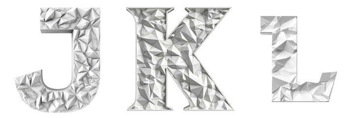 3D Geometric Letters J K L Set Isolated on Transparent or White Background, PNG