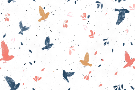 Pastel Birds Pattern on Seamless Background