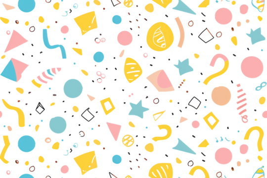 Seamless Pastel Party Pattern on Transparent