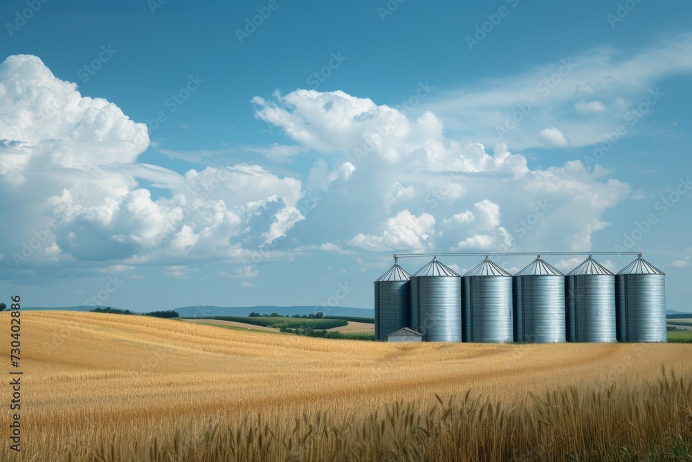 Poster elevator on a farm. background with selective focus and copy space