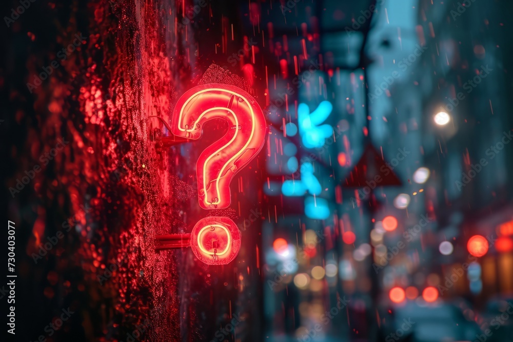 Poster abstract question mark, conceptual symbol. background with selective focus and copy space