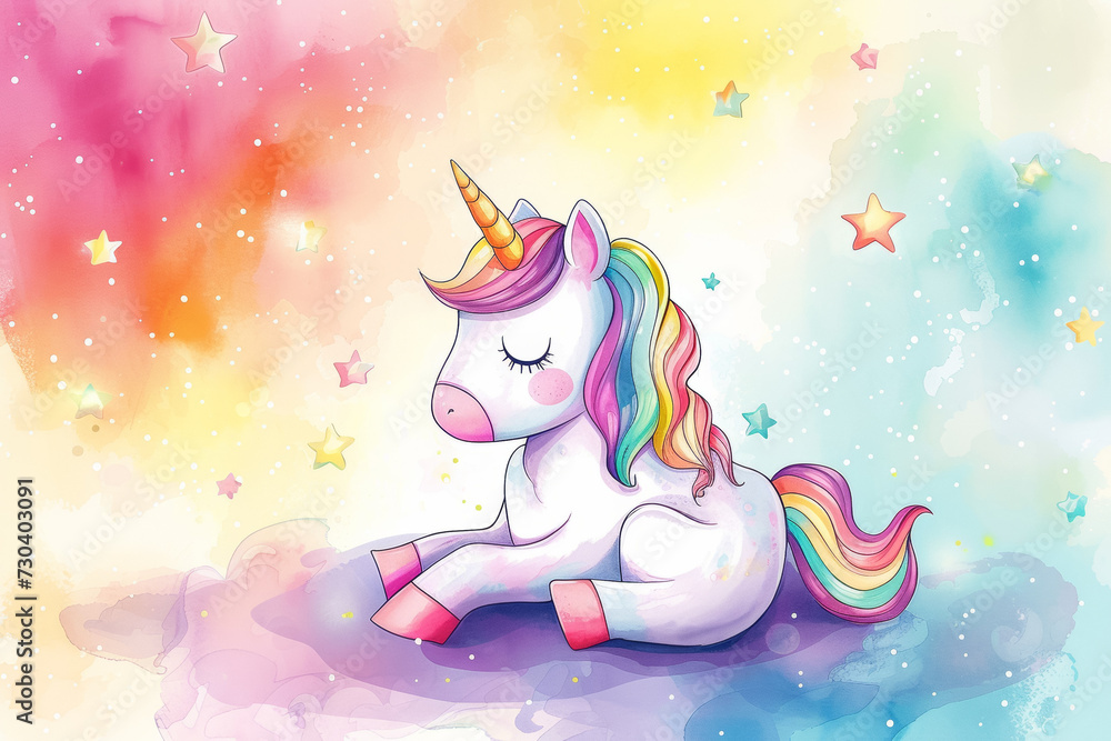 Poster rainbow unicorn. background with selective focus and copy space