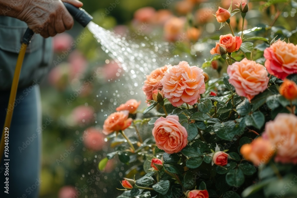 Poster watering and irrigation concept. background with selective focus and copy space