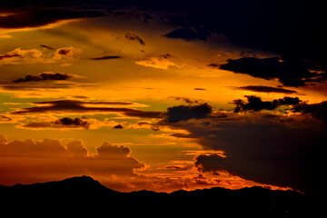 Cloudscape, Colored Clouds at Sunset near the Mediterranean Sea