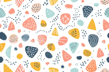 Fotobehang Seamless Pastel Pattern with Abstract Shapes © Аrtranq