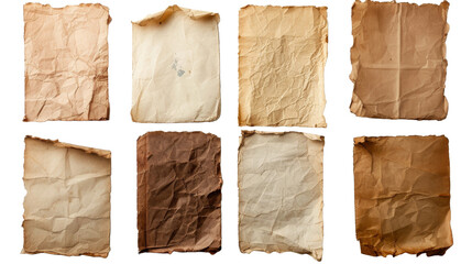 Old worn paper sheet Isolated transparent background. PNG Format.