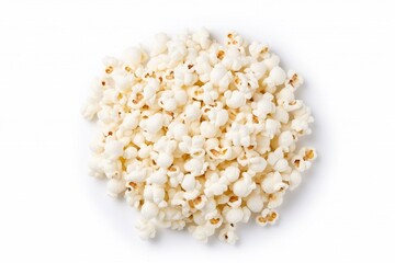 Fresh popcorn isolated on white background, top view 