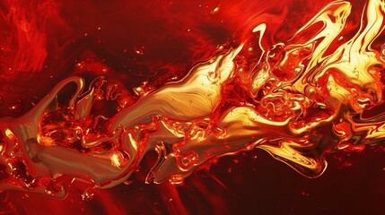 Abstract Paint Red Flames with Golden Touch