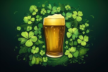 Beer decorated for Saint Patrick's day. Ai generative