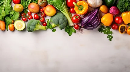 Poster Top view of healthy fresh organic colorful fruits and vegetables © Mas