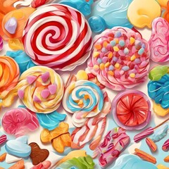 Fototapeta na wymiar colorful candy on a white background, ai generated
