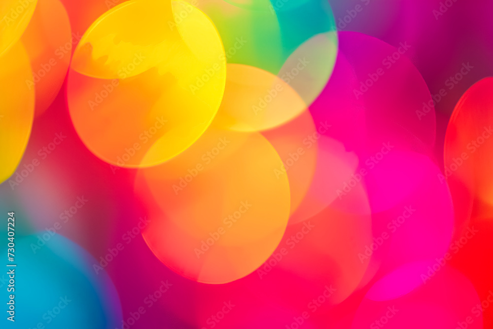 Poster abstract colorful bokeh background with bright circles.