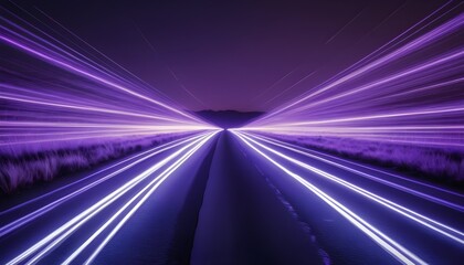 Purple lights lines from long exposure, point of view 