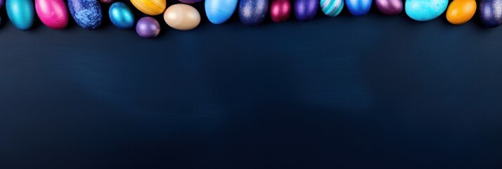 Sapphire background with colorful easter eggs round frame texture
