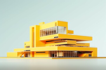 Tranquil Modern yellow building. Travel city. Generate Ai