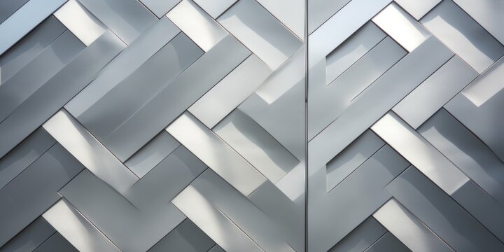 Silver wall with shadows on it, top view, flat lay background