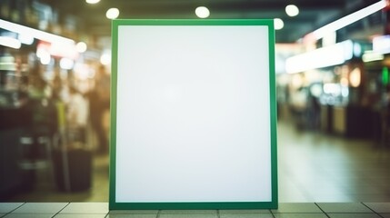 Blank billboard mockup in a supermarket, copy space - obrazy, fototapety, plakaty
