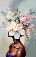portrait of a young woman with flowers on her head