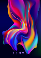 Abstract liquid holographic gradient shape. 3D Vector design element. - 730409405