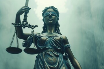 Obraz premium Statue of Lady Justice Holding Sword and Scale