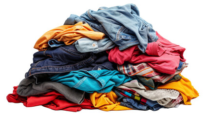 Pile of dirty laundry Isolated transparent background. PNG Format. - obrazy, fototapety, plakaty