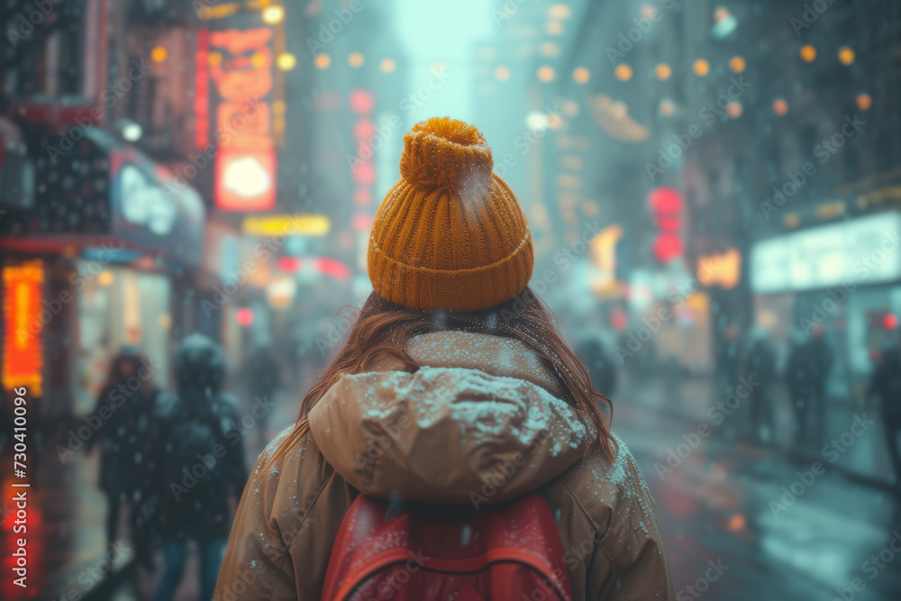 Aufkleber a candid street photograph with ai-applied depth of field, creating a compelling focal point and add